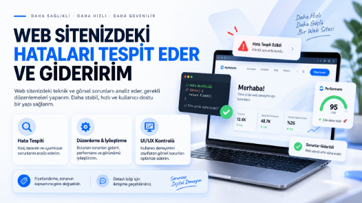 web sitenizdeki hataları tespit eder ve gideririm